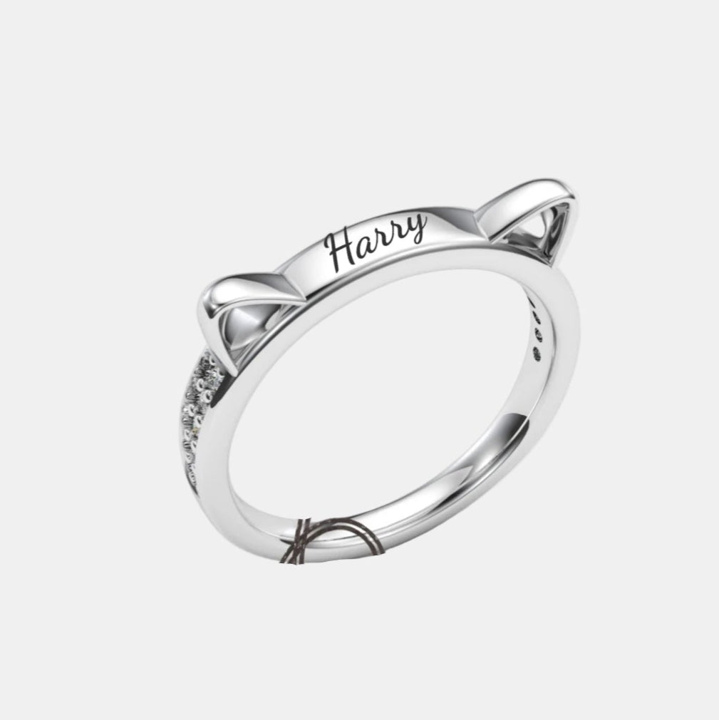 Personalized Cat Ear Ring