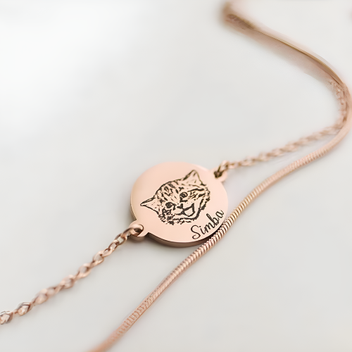 Personalized Pet Face Double Chain Bracelet