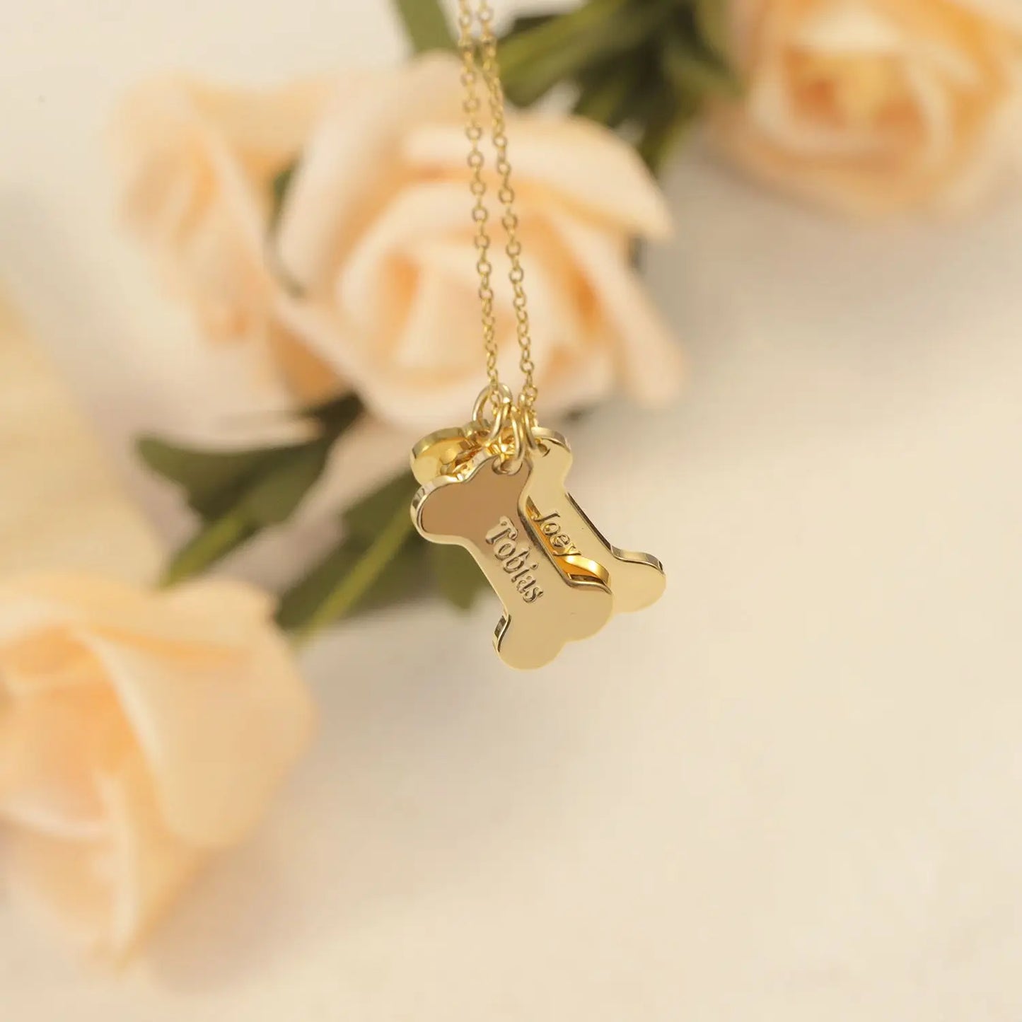 Personalized Dog Bone And Paws Necklace