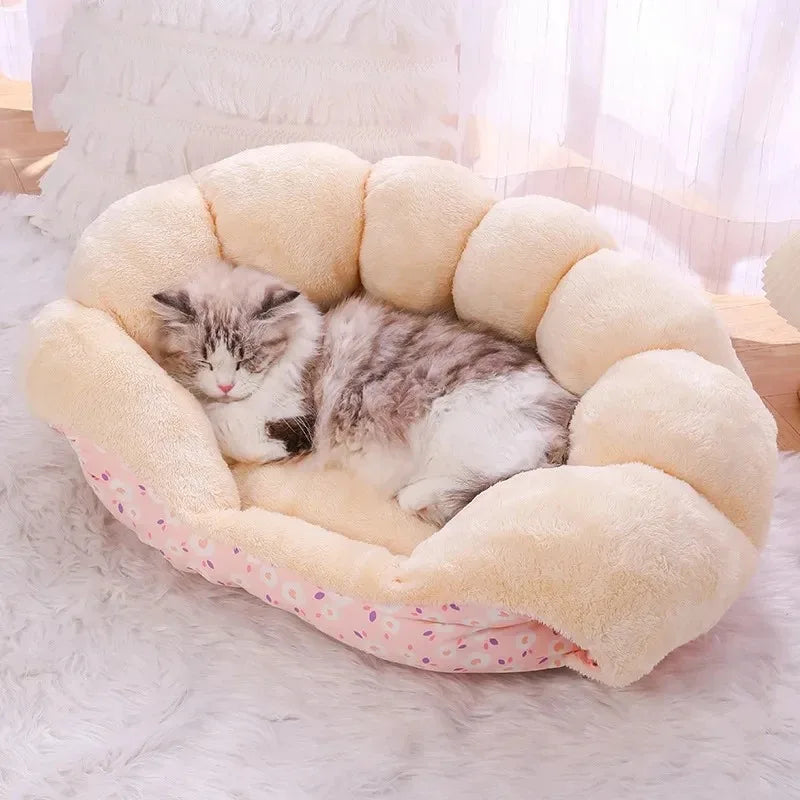 Fluffy Clam Cat Bed